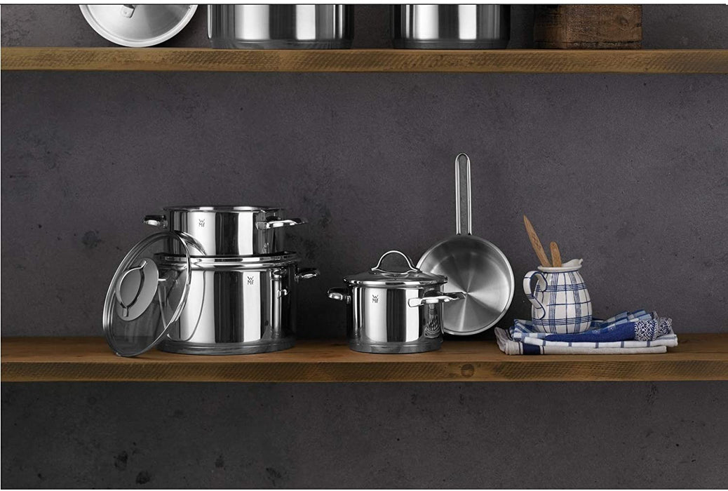 WMF Provence Plus Topfset Induktion 5-teilig, Kochtopf Set mit Glasdeckel, Cromargan Edelstahl poliert, Töpfe Set unbeschichtet