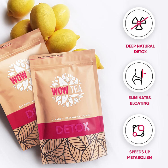WOW TEA Detox Тее - 21 tage detox tee | Programm zur tiefen Körperreinigung | Entgiftung tee | Detox teemischung mit Yerba-Mate, Grüner Tee, Pu-erh