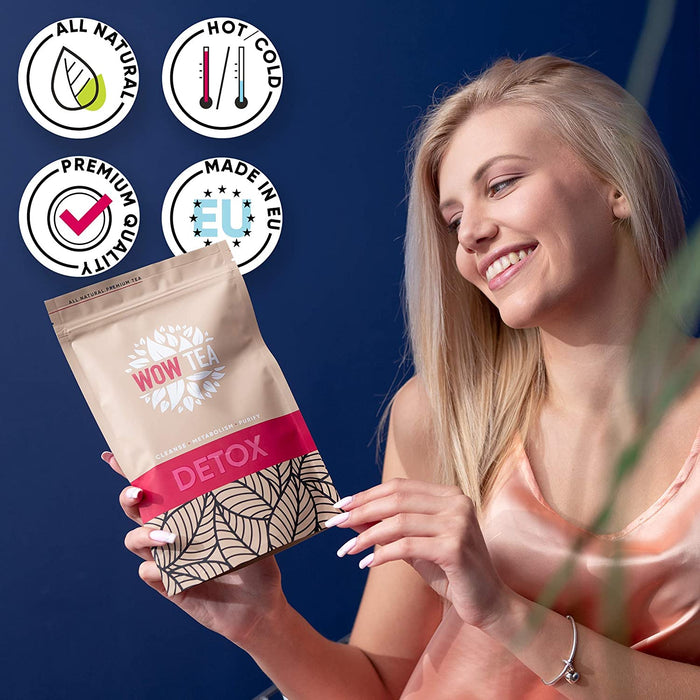 WOW TEA Detox Тее - 21 tage detox tee | Programm zur tiefen Körperreinigung | Entgiftung tee | Detox teemischung mit Yerba-Mate, Grüner Tee, Pu-erh