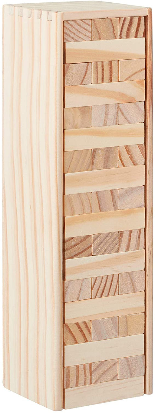 Wackelturm Holz, 54 Bausteine zum Stapeln, lustiges Stapelspiel für Kinder & Erwachsene, Holzspielzeug, natur