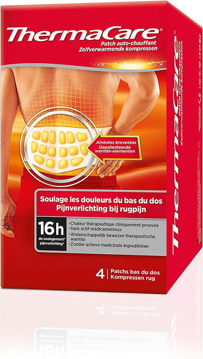 Wärmepflaster bei Schmerzen im unteren Rückenbereich – 8 Stunden konstante Wärme – Box mit 4 Rückenpflastern