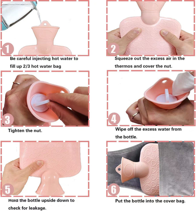 Wärmflasche Gummi Wärmbeutel Wärmbeutel Gummi Wärmbeutel mit weichem Plüsch Hand Taillenwärmer Abdeckung, Wärmbeutel für Hals und Schulter, Rücken, Beine, Taille warm