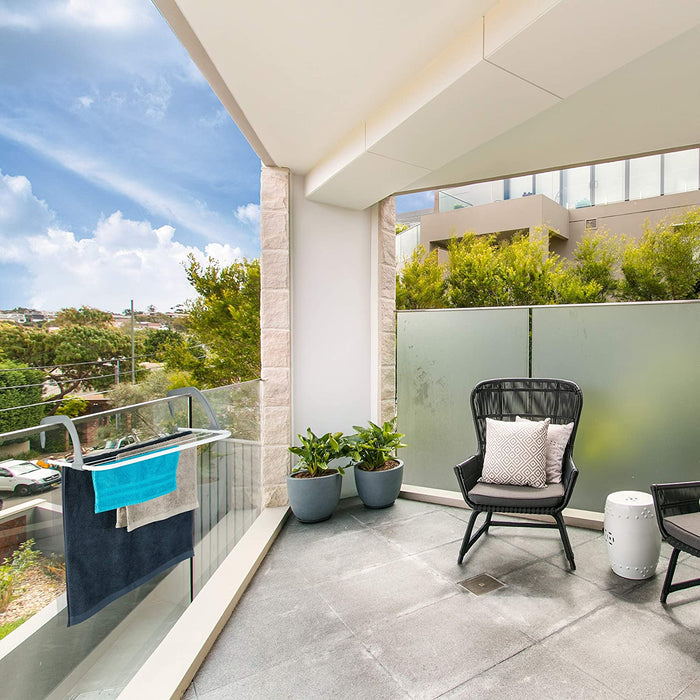 Wäscheständer — zum Aufhängen von Heizkörpern und Balkon-Trockengestell, klein, 3 m große Trocknungskapazität, weiß, 50 cm lang