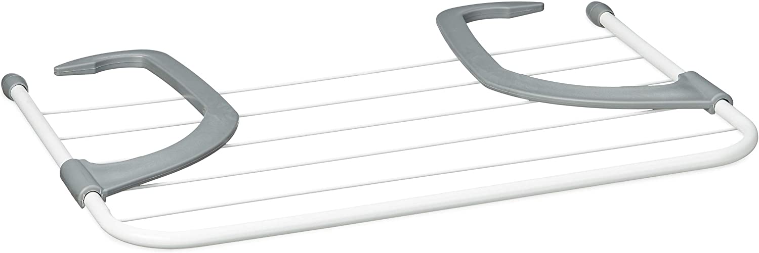 Wäscheständer — zum Aufhängen von Heizkörpern und Balkon-Trockengestell, klein, 3 m große Trocknungskapazität, weiß, 50 cm lang