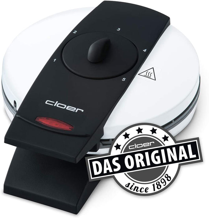 Waffeleisen für klassische Herzwaffeln, 930 W, Waffelgröße 15,5 cm, stufenlos wählbarer Bräunungsgrad, weiß, Metall