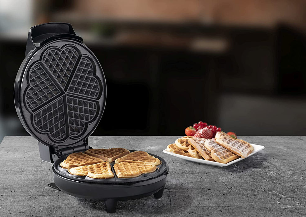 Waffeleisen für klassische Herzwaffeln, Waffelautomat mit Antihaftbeschichtung für Waffeln in Herzform, 700 Watt, Farbe Kupfer
