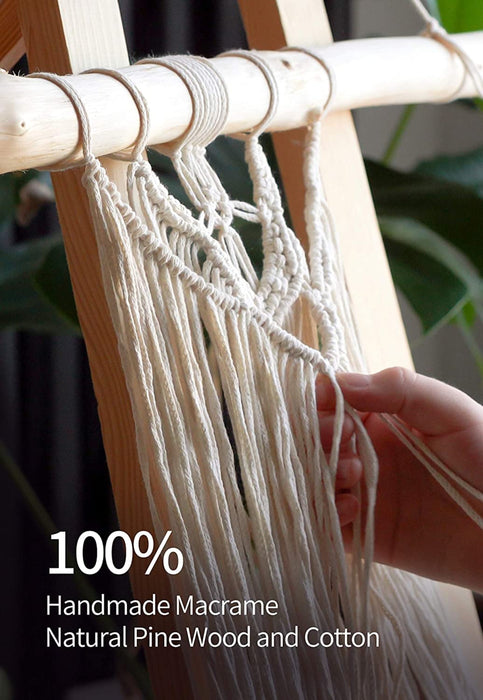 Wandregal Holz Regal Wand Boho Deko Hängeregal Makramee Wanddeko Balkon Badezimmer Wohnzimmer Handgewebte Schweberegal