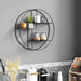 Wandregal aus Metall, rundes Schweberegal mit 3 Gitterablagen, mit 2 Schrauben, 55 x 12 cm (Ø x B), für Wohnzimmer und Flur, Industrie-Design, schwarz