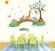 Wandtattoo Dschungel Tiere Baum Wandaufkleber Elefant Giraffe Löwe Gehen auf Brücke Wandsticker Babyzimmer Kinderzimmer Schlafzimmer Wanddeko