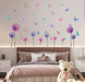 Wandtattoo Löwenzahn,Lila Wandsticker Kinderzimmer,Wandtattoo Pusteblume für Wohnzimmer,Bunt Schmetterling und Blumen Pflanzen Wandaufkleber 