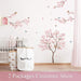 Wandtattoo Rosa Kirschblüte Wandsticker Vögeln auf Baum Wandaufkleber Blumen Rosa Wandsticker Wohnzimmer Schlafzimmer Büro Wanddeko(H 100cm)