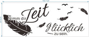 Wandtattoo Sprüche und Zitate Nimm Dir Zeit glücklich zu Sein Vögel Federn Wandsticker Schwarz Wandaufkleber Schlafzimmer Büro Wohnzimmer Wanddeko