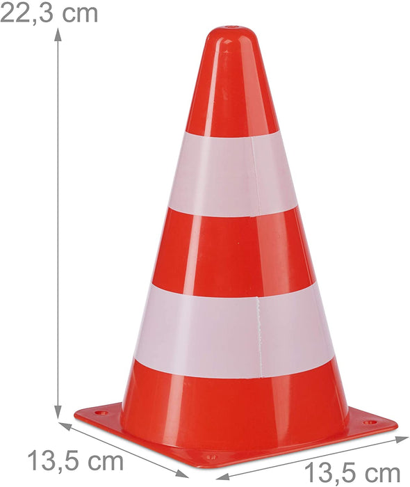 Warnkegel 10er Set, stapelbar, Verkehrshütchen, Schnürbeutel, Markierungshütchen, Pylonen, 22 cm, orange/weiß