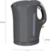 Wasserkocher, Füllmenge bis zu 1.7 Liter, Edelstahlheizelement, herausnehmbarer Kalkfilter, 2200 Watt, 2 außenliegende Wasserstandsanzeigen, Grau
