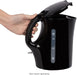 Wasserkocher, Füllmenge bis zu 1.7 Liter, Edelstahlheizelement, herausnehmbarer Kalkfilter, 2200 Watt, 2 außenliegende Wasserstandsanzeigen, Schwarz