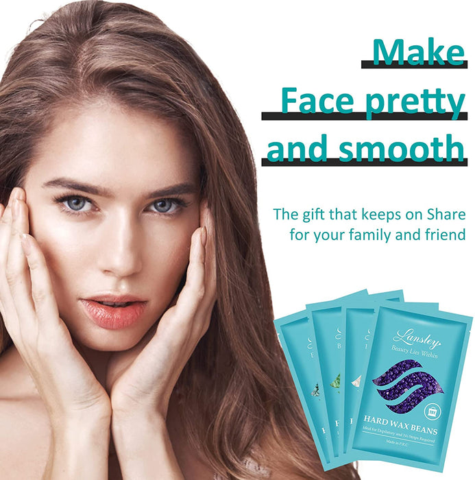 Waxing Set Professionelle, Wachswärmer Wachs Haarentfernung mit 400g Waxing Perlen, 20 Holzspateln und 2 Flasche Pflegespray, für Gesicht, Achseln...