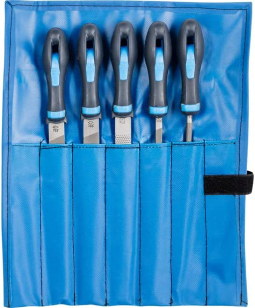 Werkstattfeilen-Set in PVC-Rolltasche, 5 Feilen, 200mm – für ein umfassendes Anwendungsspektrum geeignet