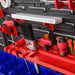 Werkstattregal Lagersystem - 1152 x 780 mm - Wandregal mit Stapelboxen Werkzeughalter - Schüttenregal Wandplatten Extra Starke (Blau/Rot/Schwarz)