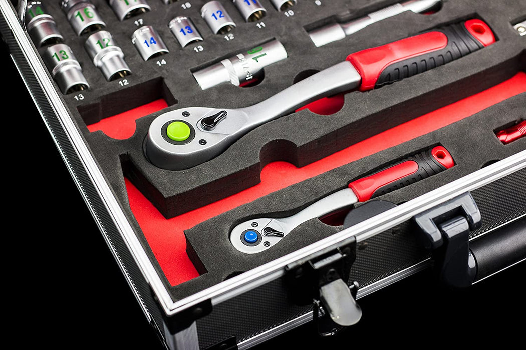 Werkzeugkoffer 131-teilig - Stabiler Alu-Koffer - Werkzeug-Set - Für Haushalt, Garage & Werkstatt / Profi Werkzeugkoffer befüllt / Werkzeugkiste 
