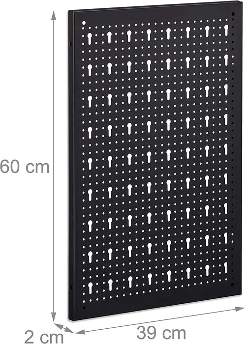 Werkzeugwand 3-teilig, inkl. 17-teiligem Werkzeughalter Set, Lochwand HxB je 60 x 39 cm, Metall, schwarz-rot