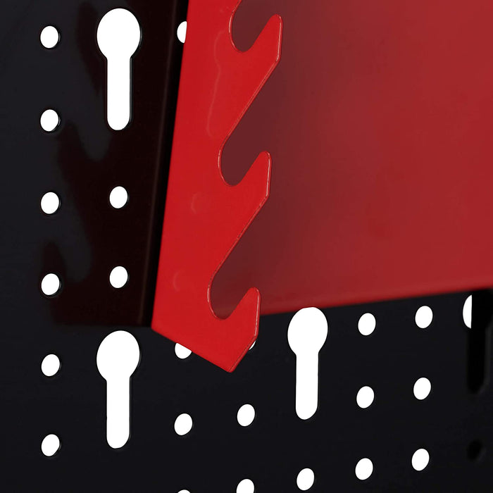 Werkzeugwand 3-teilig, inkl. 17-teiligem Werkzeughalter Set, Lochwand HxB je 60 x 39 cm, Metall, schwarz-rot