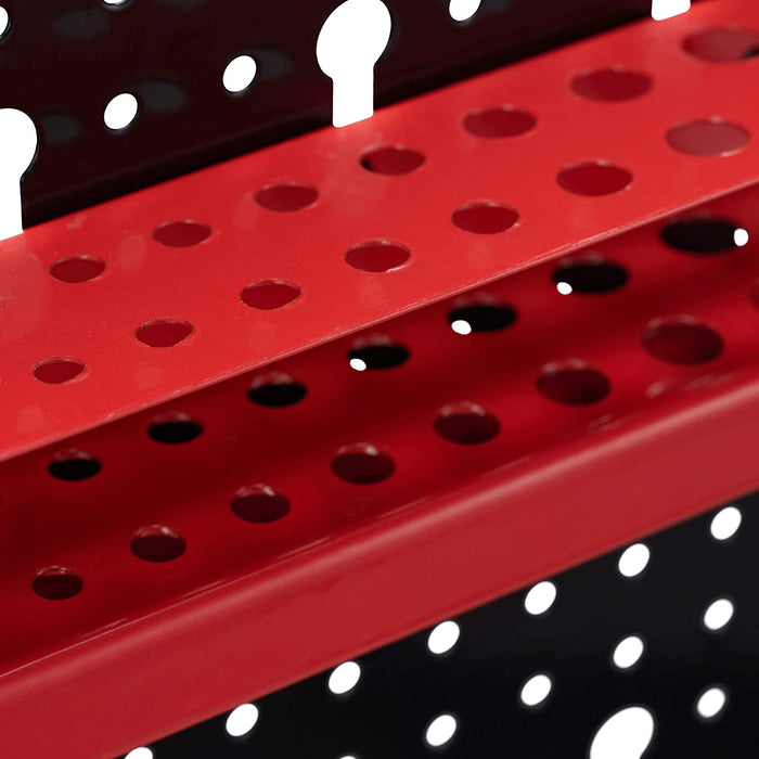 Werkzeugwand 3-teilig, inkl. 17-teiligem Werkzeughalter Set, Lochwand HxB je 60 x 39 cm, Metall, schwarz-rot