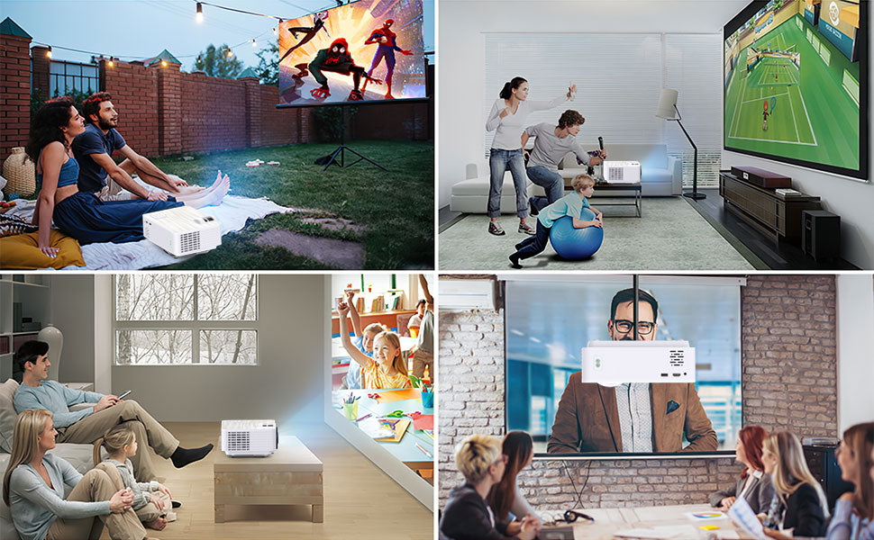 Mini Beamer, Native 720P Heimkino Beamer Unterstützt 1080P Full HD, 4500 Lumen Video Beamer mit 240'' Display, 60000 Stunden LED Projektor 