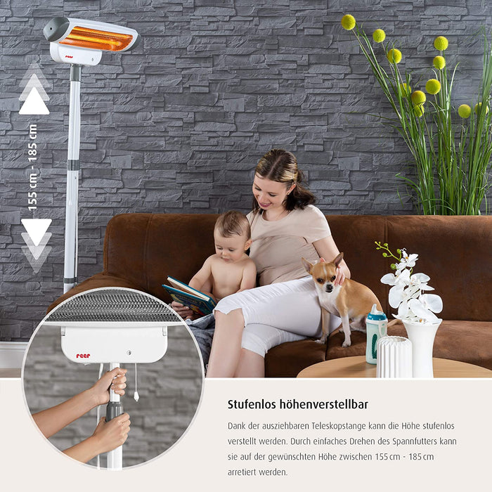 Wickeltischstrahler FeelWell 2in1, Standheizstrahler und Wandmontage, 2 Heizstufen, Timer, Kippsicherung, geprüft nach Medizinstandard, 1 Stück