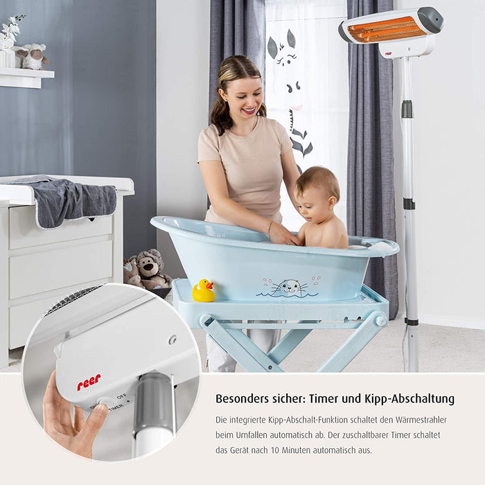 Wickeltischstrahler FeelWell 2in1, Standheizstrahler und Wandmontage, 2 Heizstufen, Timer, Kippsicherung, geprüft nach Medizinstandard, 1 Stück