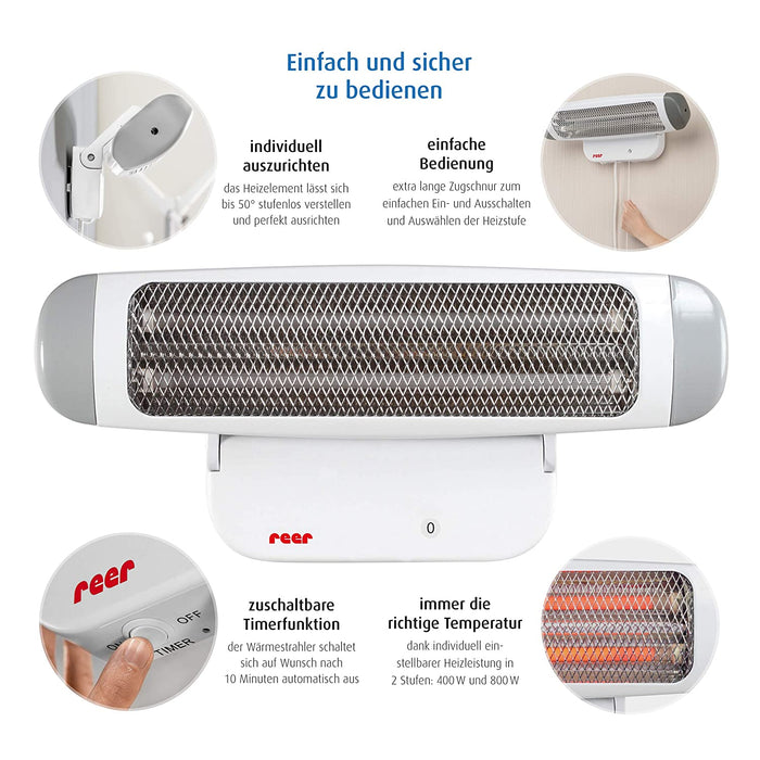 Wickeltischstrahler FeelWell, Heizstrahler zur Wandmontage, 2 Heizstufen, Timer, geprüft nach Medizinstandard, 1 Stück