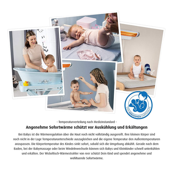 Wickeltischstrahler FeelWell, Heizstrahler zur Wandmontage, 2 Heizstufen, Timer, geprüft nach Medizinstandard, 1 Stück