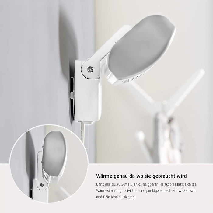 Wickeltischstrahler FeelWell, Heizstrahler zur Wandmontage, 2 Heizstufen, Timer, geprüft nach Medizinstandard, 1 Stück