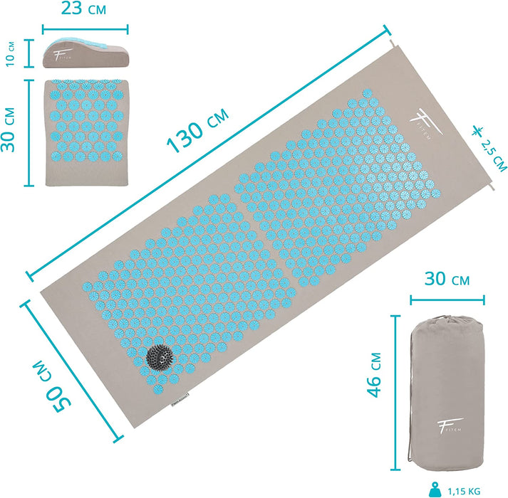 XL Akupressurmatte mit Kissen - Massage - lindert Rücken und Nackenschmerzen - Ischias - Entspannung und reduziert Schlaflosigkeit