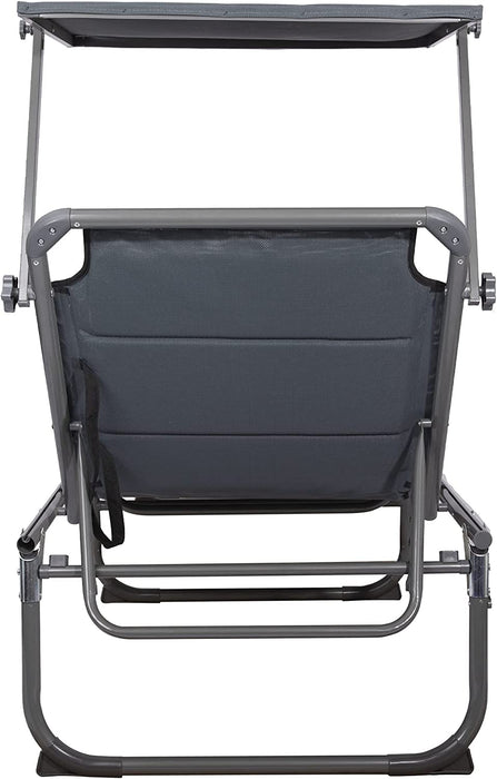 XXL-Sonnenliege aus Aluminium mit Dach und Quick-Dry-Schaum, max. Belastung bis 150 kg, Textilene anthrazit, 200 x 70 cm