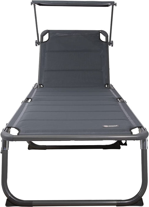 XXL-Sonnenliege aus Aluminium mit Dach und Quick-Dry-Schaum, max. Belastung bis 150 kg, Textilene anthrazit, 200 x 70 cm