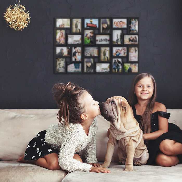 XXL Bilderrahmen Collagen für 24 Bilder in 10 x 15, Hoch- oder Querformat, Kunststoff, HxB 57 x 86 cm, weiß