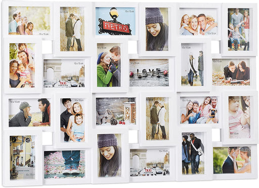 XXL Bilderrahmen Collagen für 24 Bilder in 10 x 15, Hoch- oder Querformat, Kunststoff, HxB 57 x 86 cm, weiß