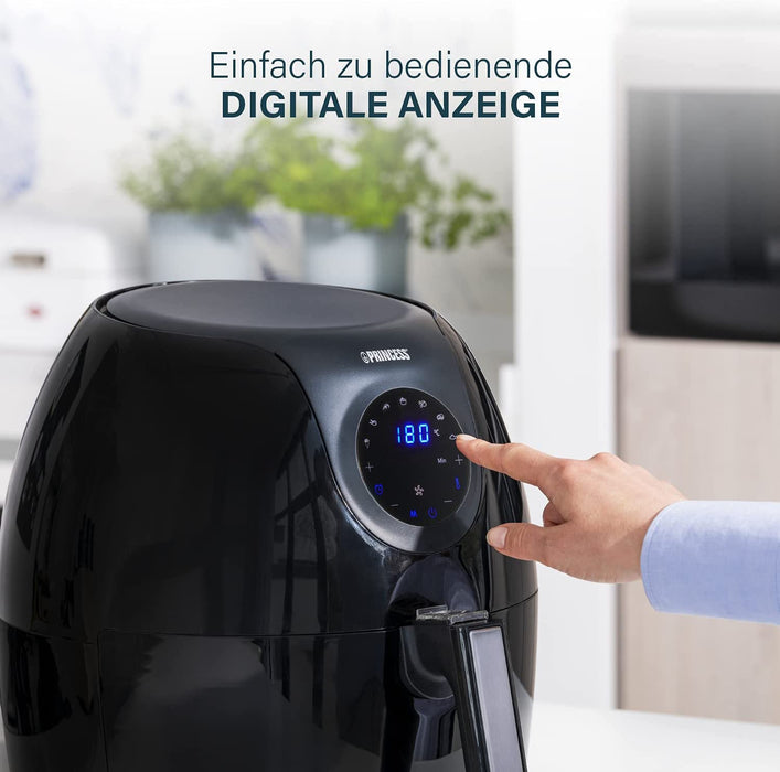 XXL Heißluftfritteuse mit 5,2 Liter – 62,2% weniger Energieverbrauch – Digitales Touchscreen – 7 Programme – Ohne ÖL – Schwarz – Aerofryer