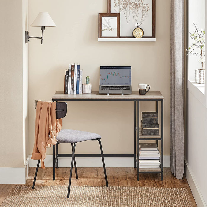 Schreibtisch, Computertisch, PC-Tisch, Bürotisch, mit 2 Ablagen auf der rechten oder linken Seite, fürs Büro, Wohnzimmer, Stahlgestell