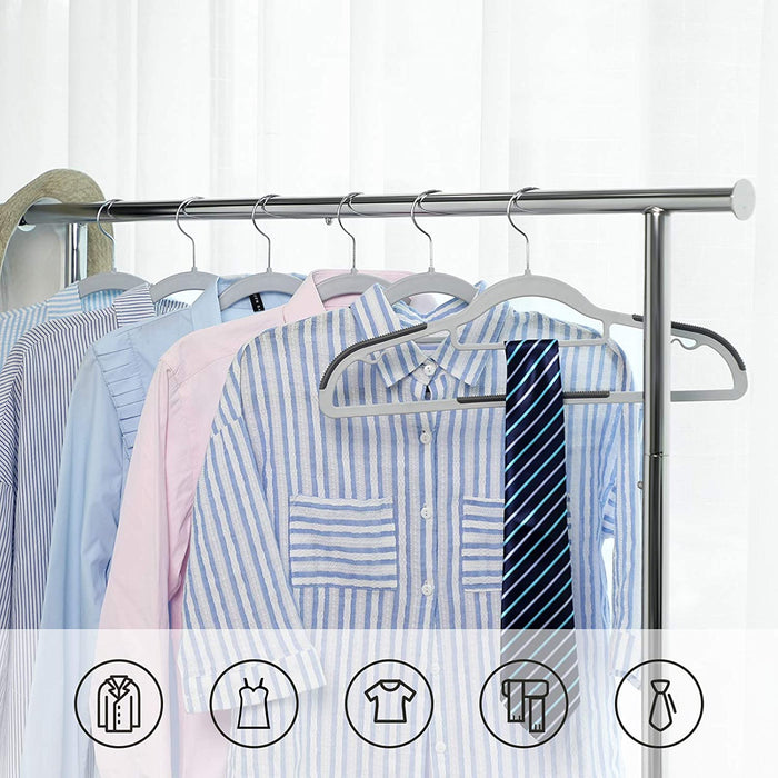 Kleiderbügel 30 Stück, Anzugbügel aus Kunststoff, gut belastbar, mit Anti-Rutsch Design, platzsparend, 0,6 cm Dicke, um 360° drehbarer Haken, 42 cm