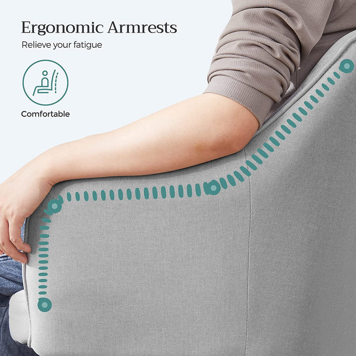 Bürostuhl, bequemer Schreibtischstuhl, höhenverstellbarer Computerstuhl, bis 120 kg belastbar, Stahlgestell, Leinenimitat, Homeoffice, Büro, hellgrau
