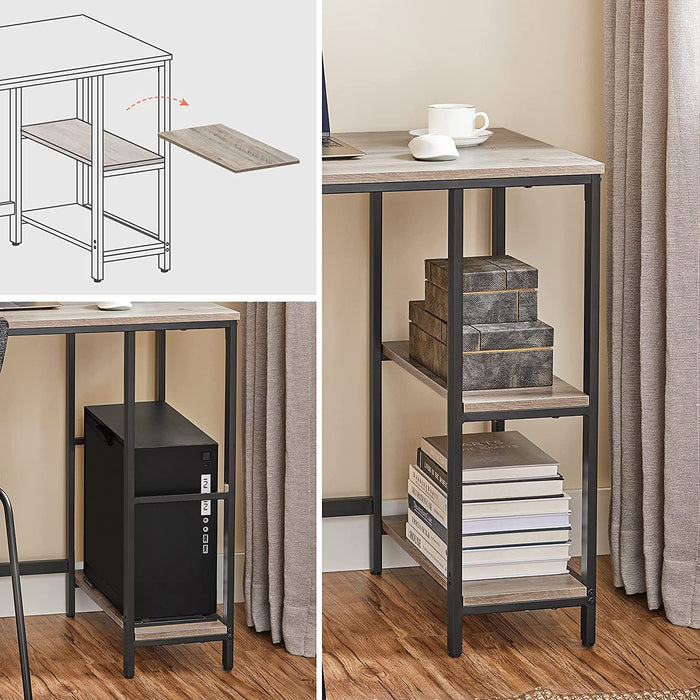 Schreibtisch, Computertisch, PC-Tisch, Bürotisch, mit 2 Ablagen auf der rechten oder linken Seite, fürs Büro, Wohnzimmer, Stahlgestell