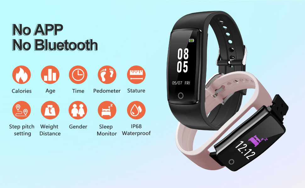 Schrittzähler Uhr Fitness Uhr Ohne Bluetooth App und Handy für Gehen Laufen Grau