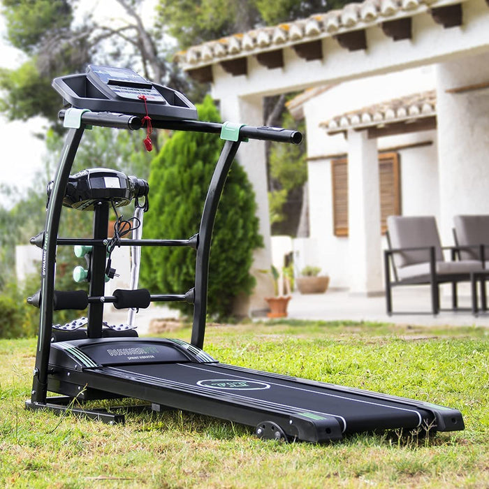 Laufband mit einem vibrierenden Massagegurt Hometrainer - Sport ohne Fitnessstudio - Heimtrainer Laufband  Pulsmesser und LED-Display 14 km/h klappbar