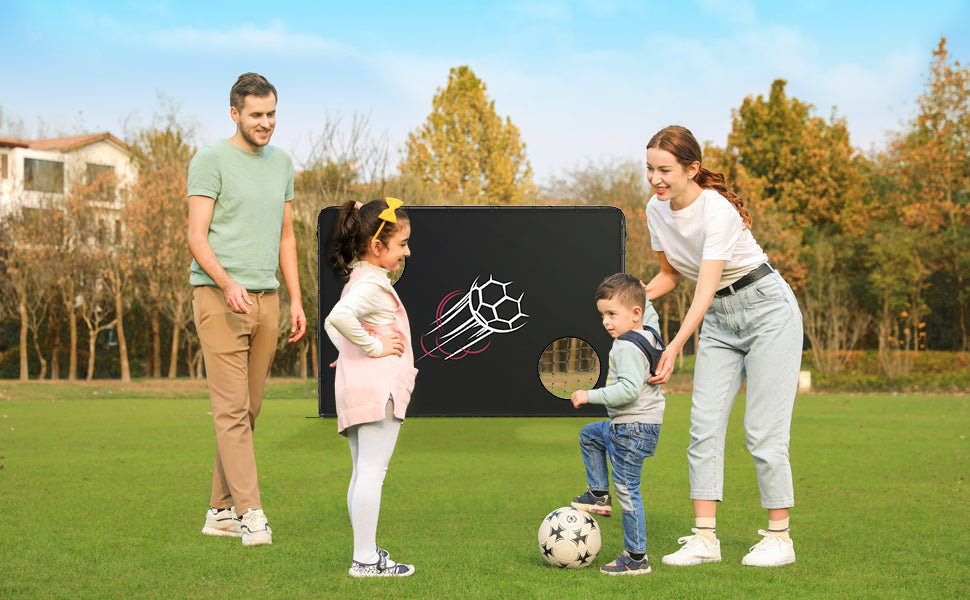 Fußballtor für Kinder, mit Torwand, schnelle Montage, Garten, Park, Strand, Eisenrohre und PE-Netz, schwarz