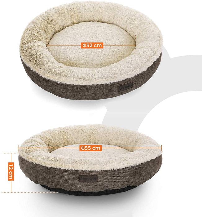 Hundebett, Hundekorb, Katzenbett, Donut, rund, Ø 55 cm, braun