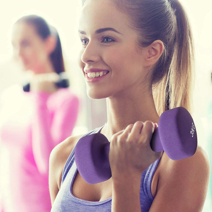 Hantel Set Neopren Hanteln Gewichte Kurzhanteln Fitness Hanteln Set Frauen Hantelset Kurzhantel 6er Set mit ständer, 2x1 kg, 2x2 kg, 2x3 kg