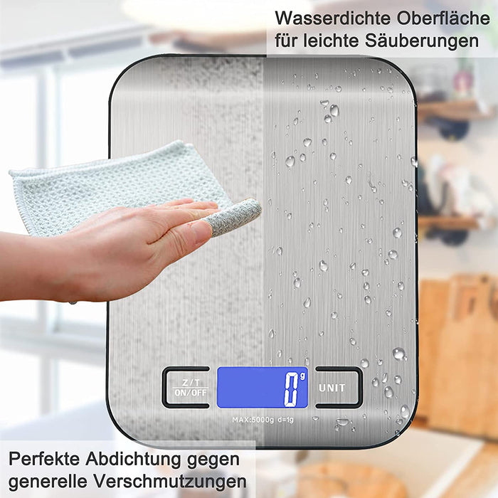 1g bis 5kg Küchenwaage, Digitalwaage mit LCD-Display, Hochpräzise Professionelle Electronische Waage(5kg Maximalgewicht)