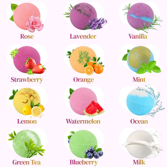 Badebomben Geschenkset Bio natürliche ätherische Öle, entspannen und befeuchten trockene Haut, 2,8 Unzen * 12 PCS BOENFU Luxus-Spa-Bomben