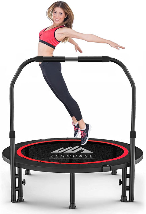 Fitness-Trampolin faltbar, für Erwachsene, Trampolin, für den Innen- und Außenbereich, für Training, Fitness, Indoor, Garten, 38 Zoll, Traglast 150 kg